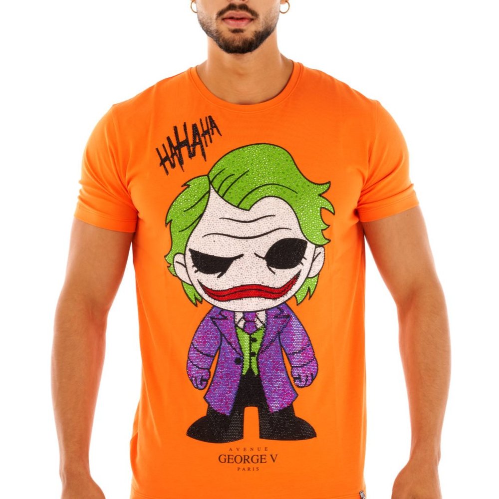 Avenue George V Paris T-Shirt The Joker Men's short sleeve Orange shirt 3XL NWT